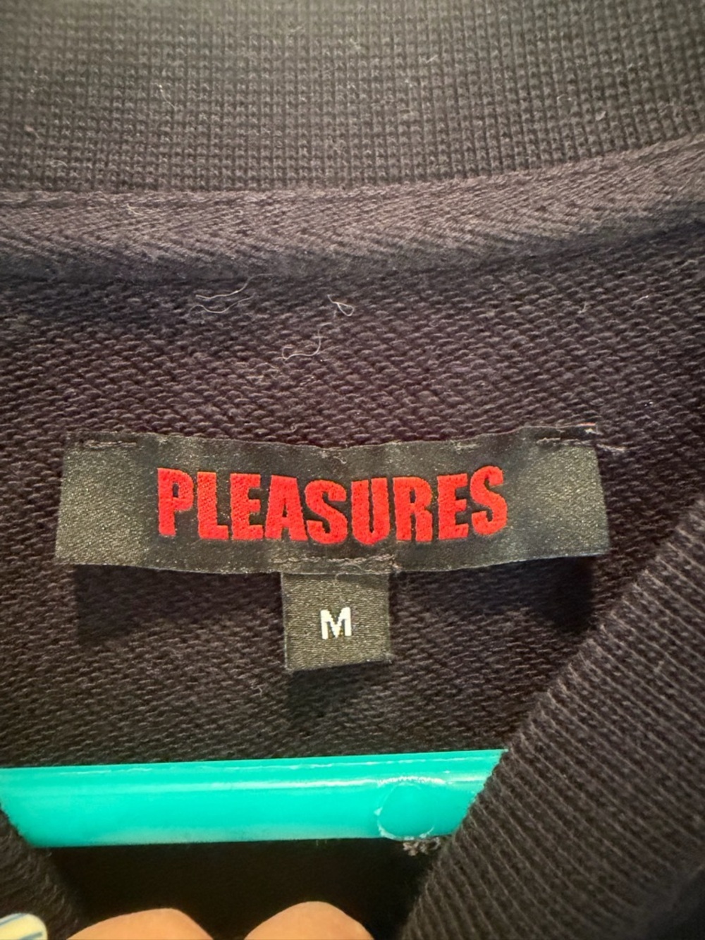 PLEASURES Black Tee with Red Logo Tag NWOT Medium - Picture 6 of 8